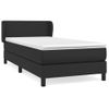 Cama Individual | Cama Box Spring | Cama Para Adultos Con Colchón Cuero Sintético Negro 100x200 Cm Cfw328048