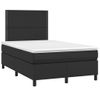 Cama Matrimonial | Cama Para Adultos | Cama Box Spring Con Colchón Cuero Sintético Negro 120x190 Cm Cfw952811