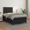 Cama Matrimonial | Cama Para Adultos | Cama Box Spring Con Colchón Cuero Sintético Negro 120x190 Cm Cfw952811