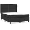 Cama Doble | Cama Box Spring | Cama Para Adultos Con Colchón Cuero Sintético Negro 140x190 Cm Cfw333561