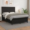 Cama Doble | Cama Box Spring | Cama Para Adultos Con Colchón Cuero Sintético Negro 140x190 Cm Cfw801586