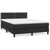 Cama Doble | Cama Box Spring | Cama Para Adultos Con Colchón Cuero Sintético Negro 140x200cm Cfw542072