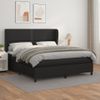 Cama Doble | Cama Box Spring | Cama Para Adultos Con Colchón Cuero Sintético Negro 160x200 Cm Cfw492994