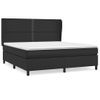 Cama Doble | Cama Box Spring | Cama Para Adultos Con Colchón Cuero Sintético Negro 160x200 Cm Cfw492994