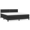 Cama Doble | Cama Box Spring | Cama Para Adultos Con Colchón Cuero Sintético Negro 180x200 Cm Cfw985675