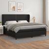 Cama Doble | Cama Box Spring | Cama Para Adultos Con Colchón Cuero Sintético Negro 200x200 Cm Cfw747890