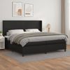 Cama Doble | Cama Box Spring | Cama Para Adultos Con Colchón Cuero Sintético Negro 200x200 Cm Cfw911344