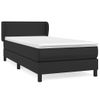 Cama Individual | Cama Box Spring | Cama Para Adultos Con Colchón Cuero Sintético Negro 90x190 Cm Cfw354545