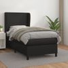 Cama Individual | Cama Box Spring | Cama Para Adultos Con Colchón Cuero Sintético Negro 90x190 Cm Cfw111620