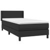 Cama Individual | Cama Box Spring | Cama Para Adultos Con Colchón Cuero Sintético Negro 90x190 Cm Cfw682523