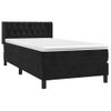 Cama Individual | Cama Box Spring | Cama Para Adultos Con Colchón Cuero Sintético Negro 90x190 Cm Cfw951057