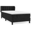 Cama Individual | Cama Para Adultos | Cama Box Spring Con Colchón Cuero Sintético Negro 90x190 Cm Cfw185400