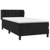 Cama Individual | Cama Para Adultos | Cama Box Spring Con Colchón Cuero Sintético Negro 90x190 Cm Cfw185400