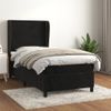 Cama Individual | Cama Box Spring | Cama Para Adultos Con Colchón Cuero Sintético Negro 90x190 Cm Cfw998337