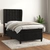 Cama Para Adulto | Cama Individual | Cama Box Spring Con Colchón Cuero Sintético Negro 90x190 Cm Cfw342068