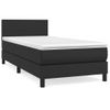 Cama Individual | Cama Box Spring | Cama Para Adultos Con Colchón Cuero Sintético Negro 90x190 Cm Cfw460541