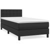 Cama Individual | Cama Box Spring | Cama Para Adultos Con Colchón Cuero Sintético Negro 90x190 Cm Cfw157588