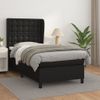 Cama Individual | Cama Box Spring | Cama Para Adultos Con Colchón Cuero Sintético Negro 90x190 Cm Cfw461212