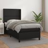 Cama Individual | Cama Box Spring | Cama Para Adultos Con Colchón Cuero Sintético Negro 90x190 Cm Cfw720355