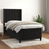 Cama Para Adulto | Cama Individual | Cama Box Spring Con Colchón Cuero Sintético Negro 90x190 Cm Cfw876758