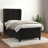 Cama Individual | Cama Box Spring | Cama Para Adultos Con Colchón Cuero Sintético Negro 90x190 Cm Cfw845923