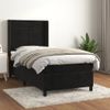 Cama Individual | Cama Box Spring | Cama Para Adultos Con Colchón Cuero Sintético Negro 90x190 Cm Cfw456196