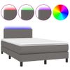 Cama Matrimonial | Cama Para Adultos | Cama Box Spring Con Colchón Led Cuero Sintético Gris 120x190 Cm Cfw752655