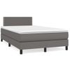 Cama Matrimonial | Cama Para Adultos | Cama Box Spring Con Colchón Led Cuero Sintético Gris 120x190 Cm Cfw394302