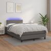 Cama Matrimonial | Cama Para Adultos | Cama Box Spring Con Colchón Led Cuero Sintético Gris 120x190 Cm Cfw394302