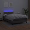 Cama Matrimonial | Cama Para Adultos | Cama Box Spring Con Colchón Led Cuero Sintético Gris 120x190 Cm Cfw518405