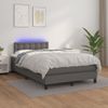 Cama Matrimonial | Cama Para Adultos | Cama Box Spring Con Colchón Led Cuero Sintético Gris 120x190 Cm Cfw518405