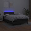 Cama Matrimonial | Cama Para Adultos | Cama Box Spring Con Colchón Led Cuero Sintético Negro 120x190cm Cfw493359