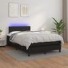 Cama Matrimonial | Cama Para Adultos | Cama Box Spring Con Colchón Led Cuero Sintético Negro 120x190cm Cfw493359