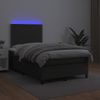 Cama Matrimonial | Cama Para Adultos | Cama Box Spring Con Colchón Led Cuero Sintético Negro 120x190cm Cfw348087