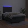 Cama Matrimonial | Cama Para Adultos | Cama Box Spring Con Colchón Led Cuero Sintético Negro 120x190cm Cfw525415