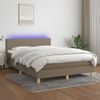 Cama Matrimonial | Cama Para Adultos | Cama Box Spring Con Colchón Led Tela Gris Taupe 140x200 Cm Cfw776960