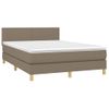 Cama Matrimonial | Cama Para Adultos | Cama Box Spring Con Colchón Led Tela Gris Taupe 140x200 Cm Cfw776960