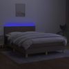 Cama Matrimonial | Cama Para Adultos | Cama Box Spring Con Colchón Led Tela Gris Taupe 140x200 Cm Cfw776960