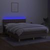 Cama Doble | Cama Box Spring | Cama Para Adultos Con Colchón Led Tela Gris Taupe 140x200 Cm Cfw500687