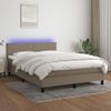 Cama Matrimonial | Cama Para Adultos | Cama Box Spring Con Colchón Led Tela Gris Taupe 140x200 Cm Cfw622805