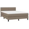 Cama Matrimonial | Cama Para Adultos | Cama Box Spring Con Colchón Led Tela Gris Taupe 140x200 Cm Cfw622805