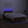 Cama Matrimonial | Cama Para Adultos | Cama Box Spring Con Colchón Led Tela Marrón Oscuro 120x200 Cm Cfw827332