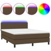 Cama Matrimonial | Cama Para Adultos | Cama Box Spring Con Colchón Led Tela Marrón Oscuro 140x190 Cm Cfw775680