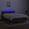 Cama Para Adultos | Cama Box Spring Con Colchón Led Tela Marrón Oscuro 140x200 Cm Cfw916077