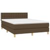 Cama Doble | Cama Box Spring | Cama Para Adultos Con Colchón Led Tela Marrón Oscuro 140x200 Cm Cfw683026