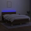 Cama Doble | Cama Box Spring | Cama Para Adultos Con Colchón Led Tela Marrón Oscuro 140x200 Cm Cfw683026