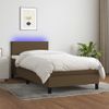 Cama Para Adultos | Cama Box Spring Con Colchón Led Tela Marrón Oscuro 90x190 Cm Cfw146745