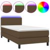 Cama Para Adultos | Cama Box Spring Con Colchón Led Tela Marrón Oscuro 90x190 Cm Cfw146745