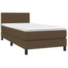 Cama Para Adultos | Cama Box Spring Con Colchón Led Tela Marrón Oscuro 90x190 Cm Cfw146745