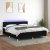 Cama Doble | Cama Box Spring | Cama Para Adultos Con Colchón Led Tela Negro 180x200 Cm Cfw834136